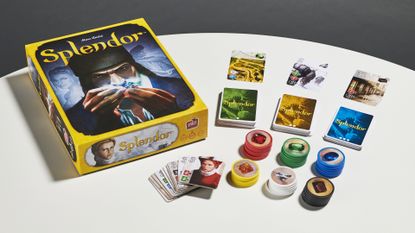 Splendor board game laid out on table ready to play