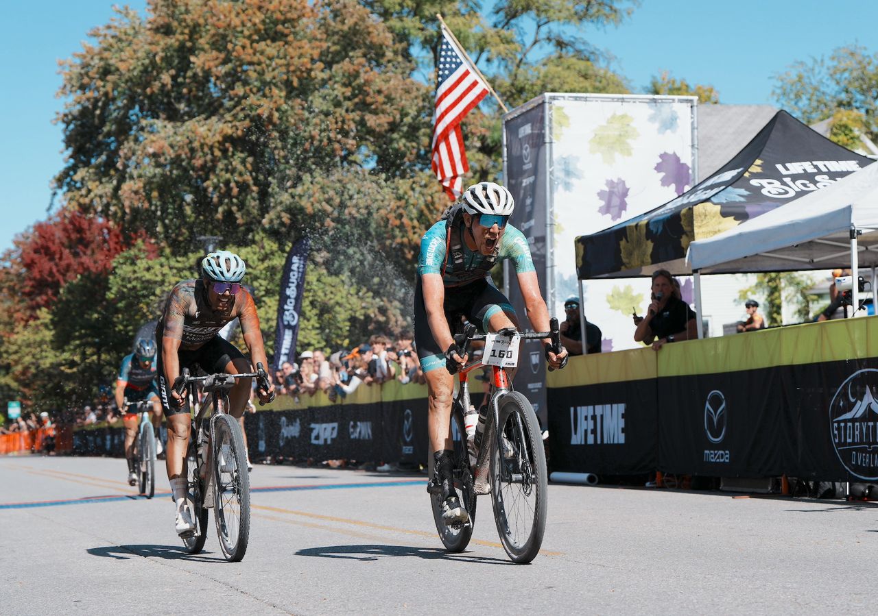 Torbj&oslash;rn Andre R&oslash;ed (Above + Beyond Cancer) outsprints Brendan Johnston (Giant Off Road) to win 2023 Big Sugar Gravel