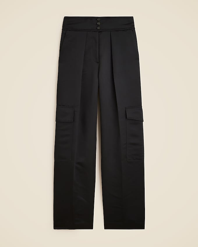 Pantalones cargo de cintura alta en satén Duchesse de Christopher John Rogers X J.crew