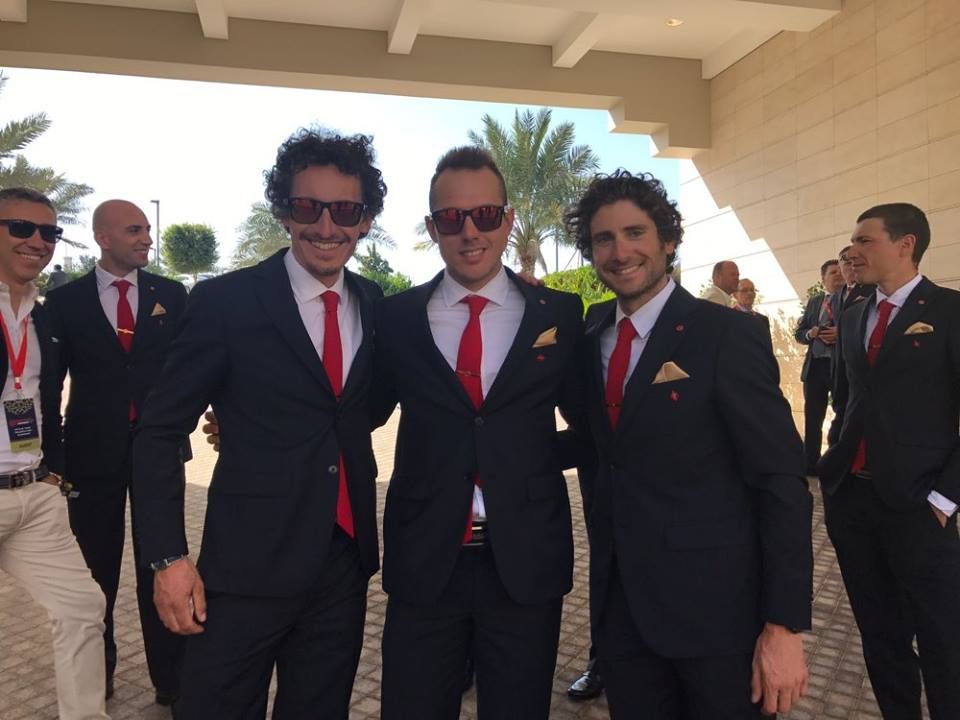 Three of the Italians - Franco Pelizotti, Sonny Colbrelli, and Manuele Boaro