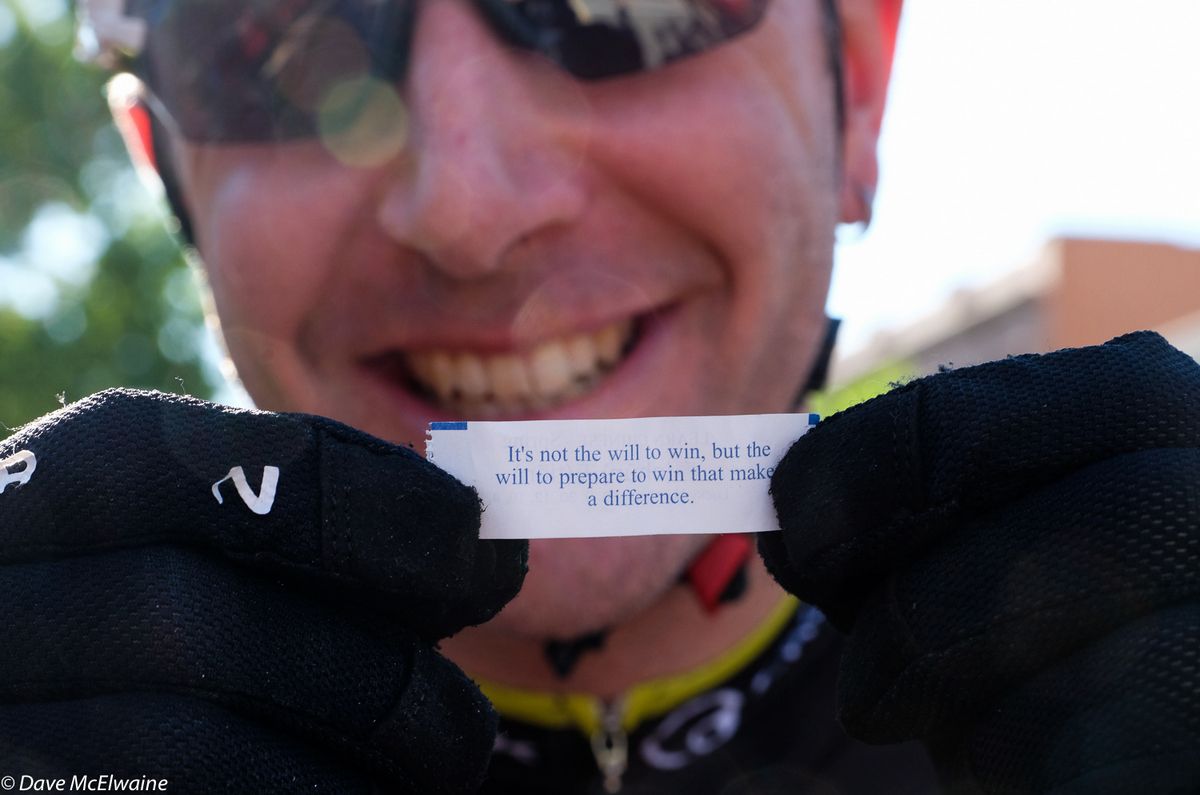 Jeremiah Bishop brought a fortune cookie from the night before, "It&rsquo;'s not the will to win, but the will to prepare to win that makes a difference"
