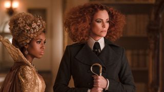Kerry Washington and Charlize Theron in The School for Good and Evil