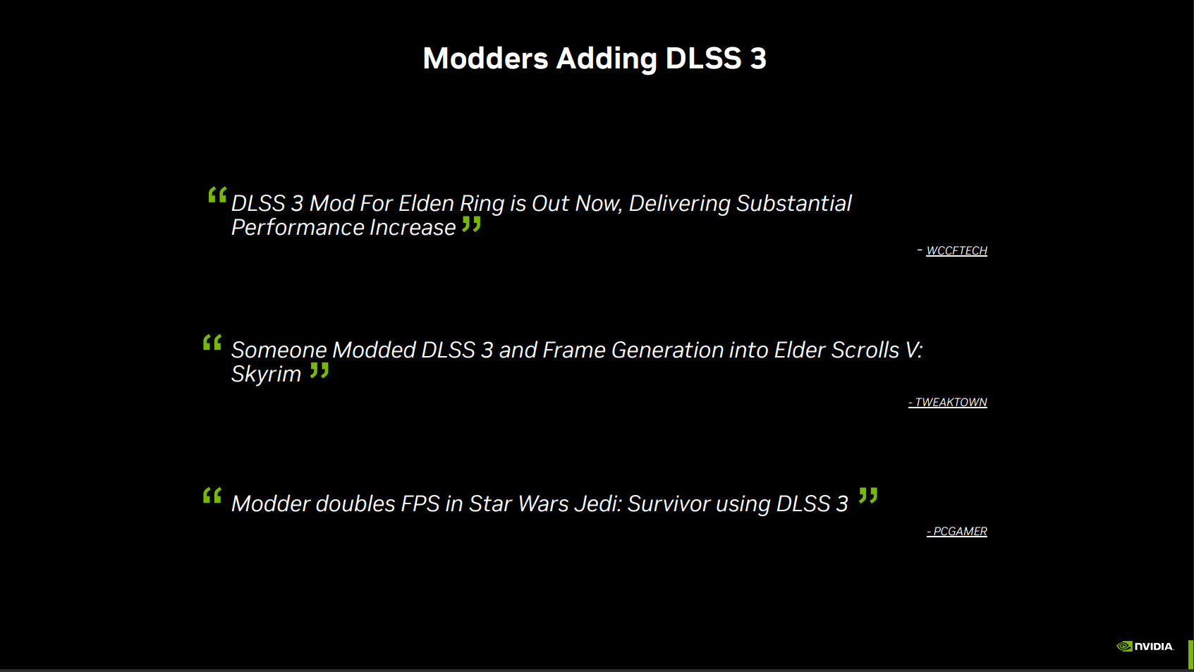 Nvidia slide on modding DLSS 3