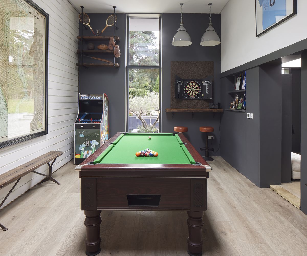 games room with pool table, darts board and arcade game