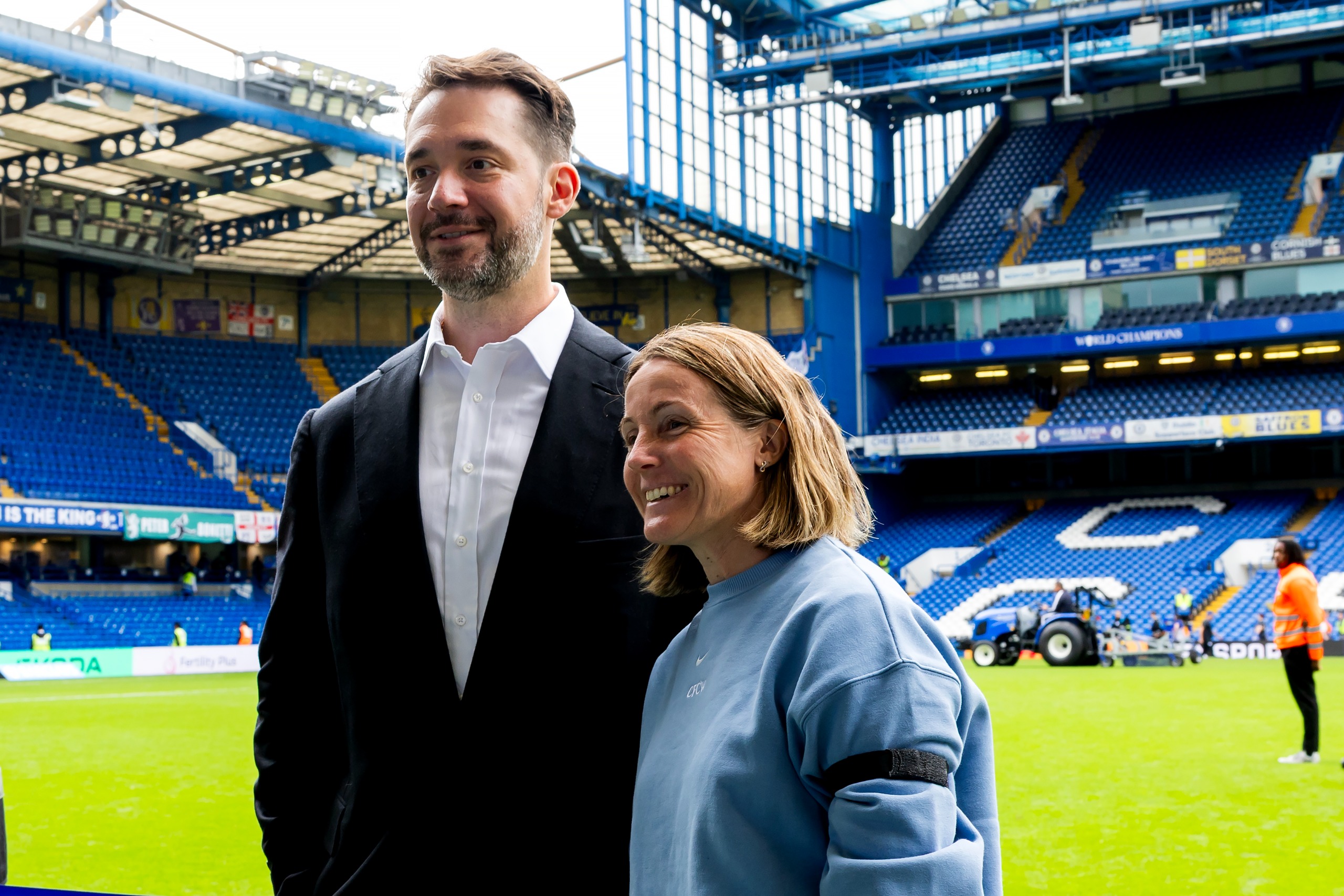 Alexis Ohanian with Chelsea Women Manager Sonia Bompastor during the Barclays Women's Super League 2026/27 match between Chelsea FC and Birmingham City at Stamford Bridge on September 19, 2026