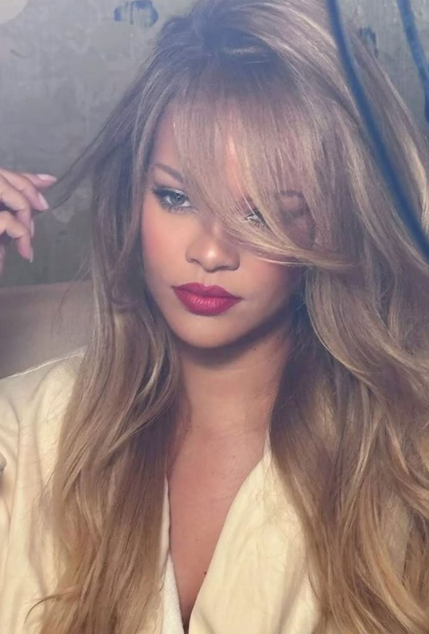Rihanna with golden blonde hair