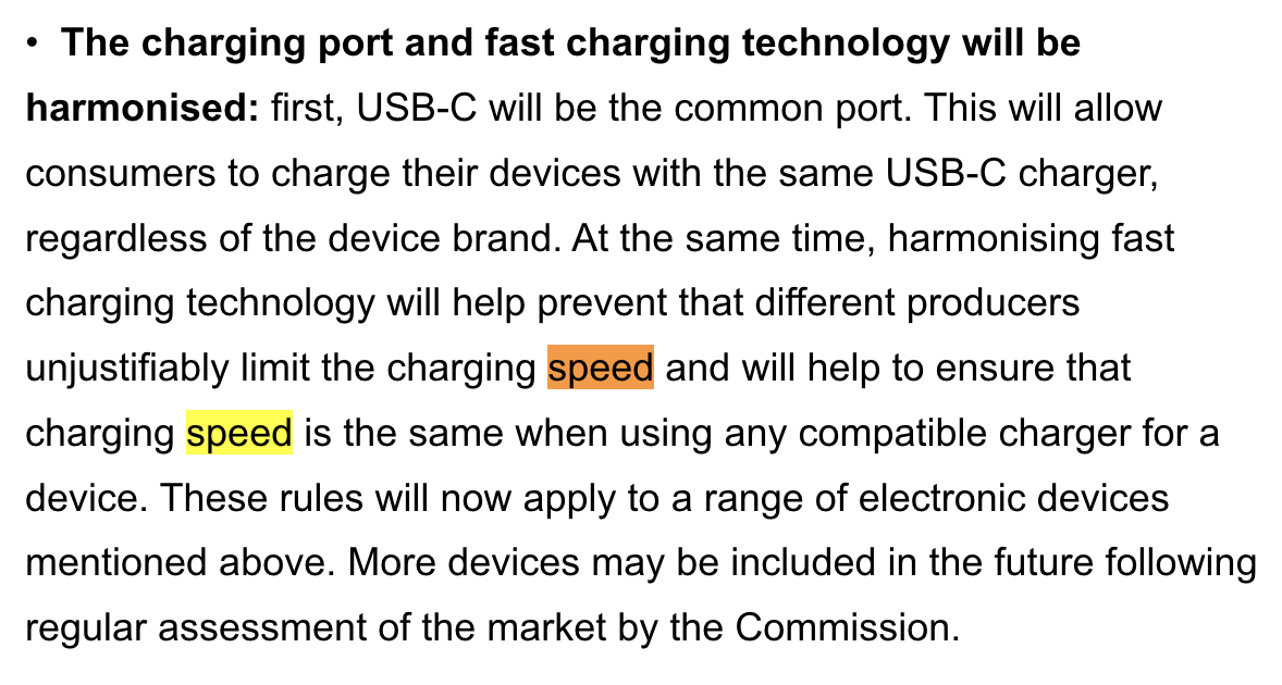 EU press release on USB-C chargers