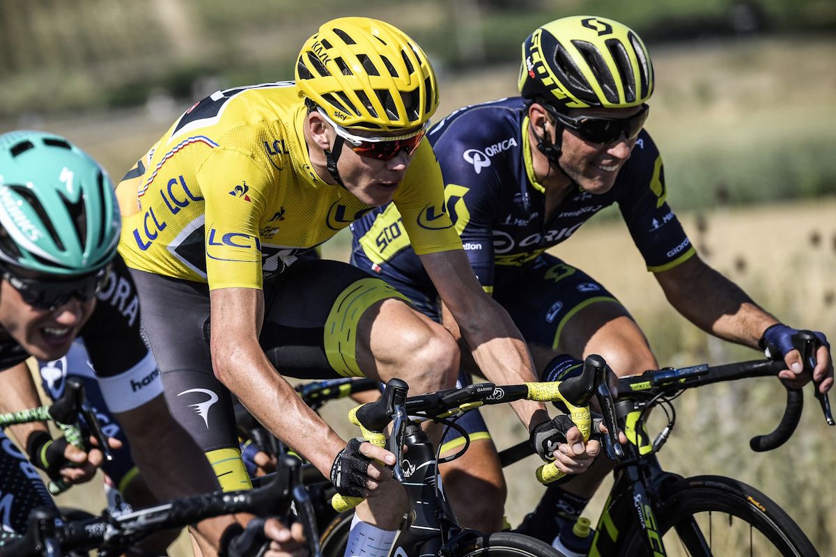 Chris Froome in the peloton during stage 16 at the Tour de France