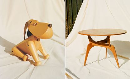 droopy-eared ‘Oscar’ dog &amp; &#039;Triiio’ side table