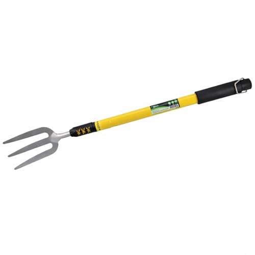 Garden Mile&amp;reg; Telescopic Hand Garden Fork &amp;ndash; Adjustable 66&amp;ndash;92.5cm Carbon Steel Gardening Fork With Soft Grip Handle &amp;ndash; Heavy Duty Hand Tool for Garden, Allotment &amp;amp; Soil Cultivation