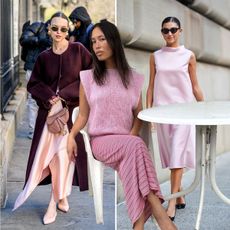 women wearing pink