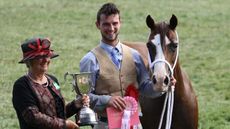 Rhencullen Pretty P and Shane Rogers win the Welsh section C broodmare championship at the Royal Welsh