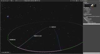 Use the Search Bar to summon additional content outside of the SkyGuide material. Clicking an Application Favorite such as Apollo 11 Track will show you the mission from afar and allow you to rotate the Earth-moon system in three dimensions and to zoom in on the action.