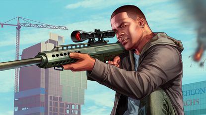 Franklin with a sniper in GTA V
