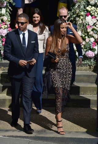 Marvin and Rochelle Humes attending the wedding of Declan Donnelly and Ali Astall in Newcastle.
