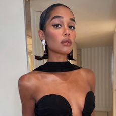 Laura Harrier with flipped bob hairstyle