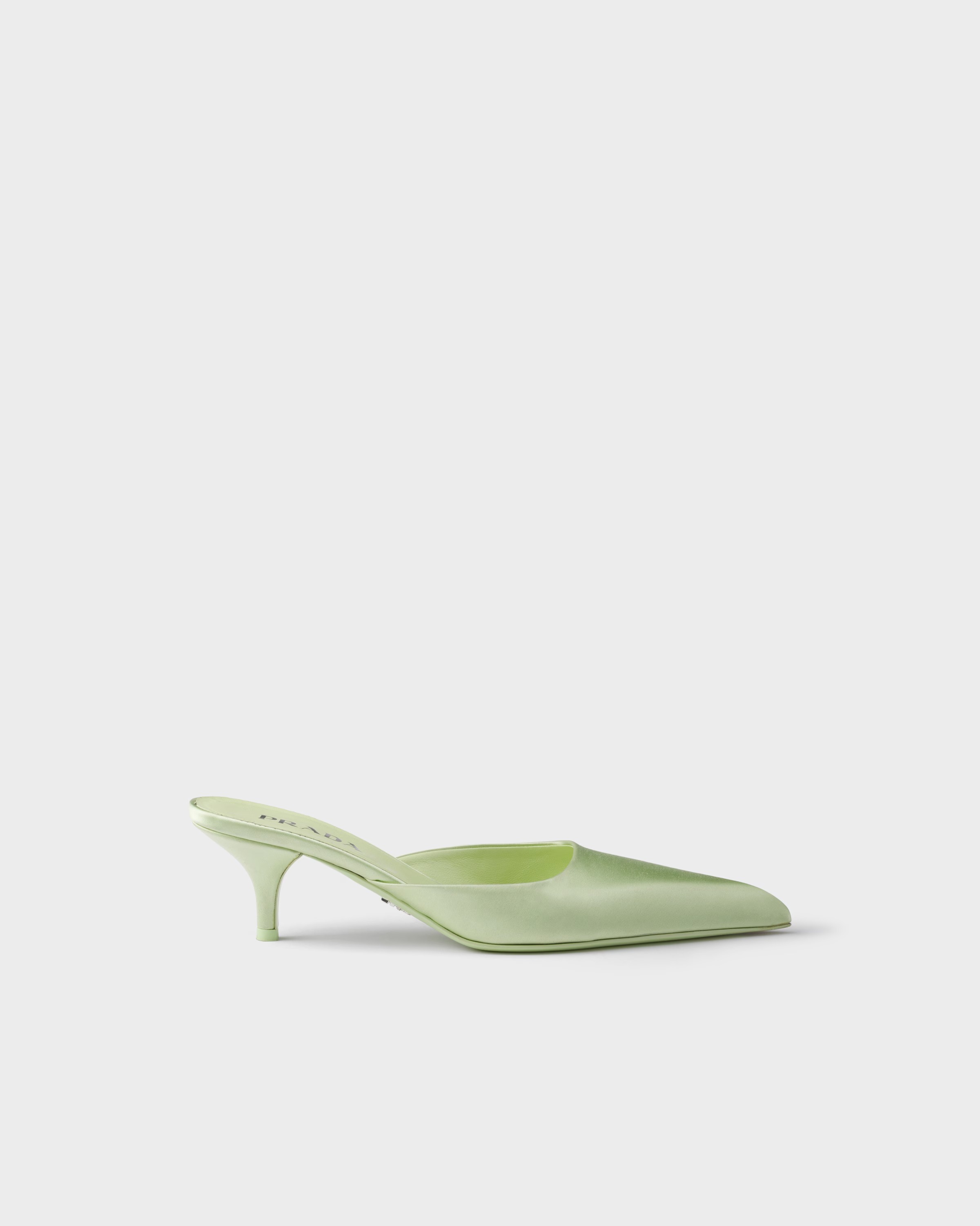 Light green Prada satin mules
