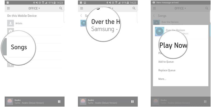 Choose from where you want to play a song, tap the song, choose when you'd like to play it