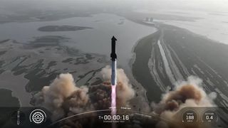 A giant rocket launches.