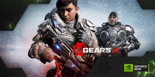 Promotional header for Gears 5 joining NVIDIA GeForce Now