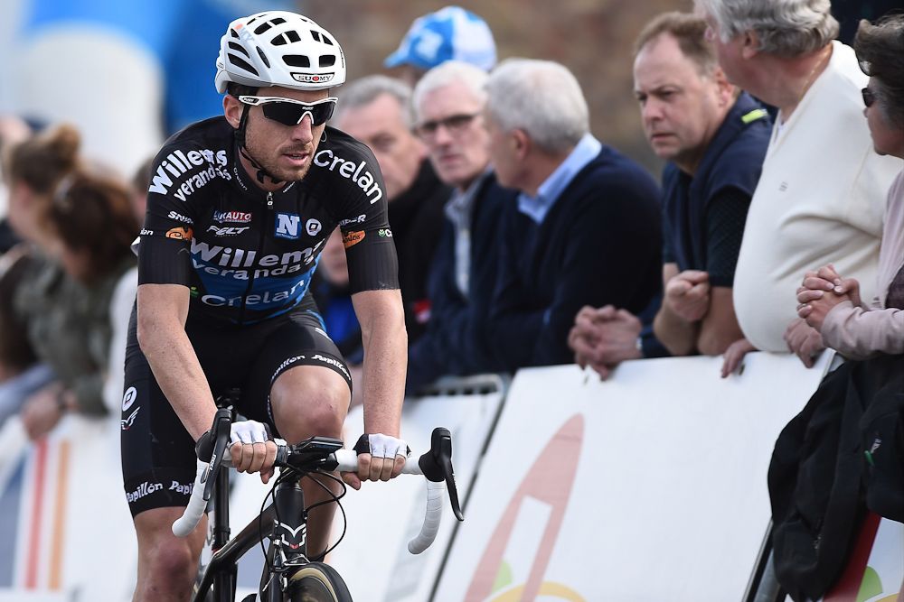 Gaetan Bille (Verandas Willems - Crelan) in the breakaway at Nokere Koerse
