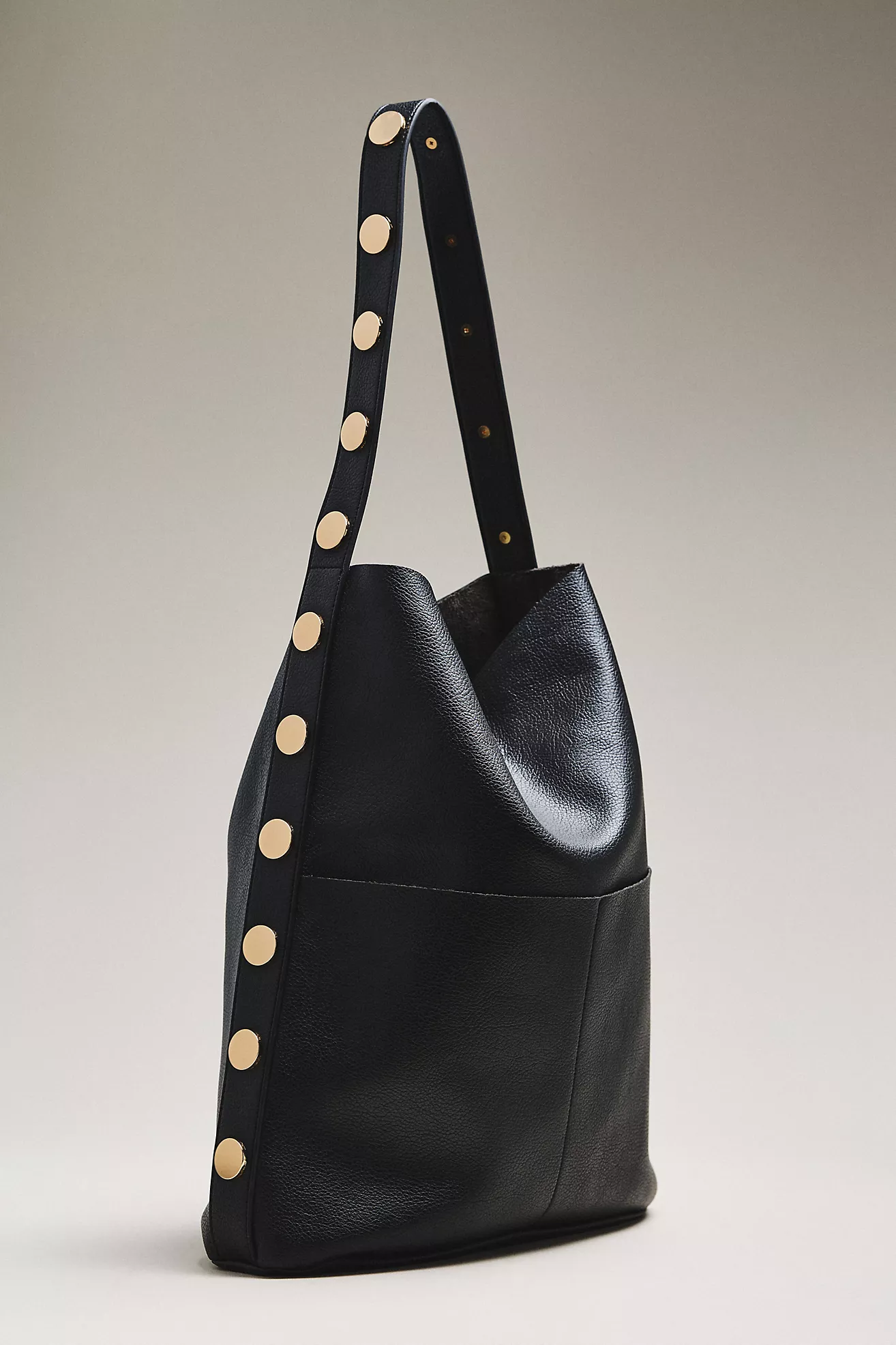 Studded Vegan-Leather North-South Tote Bag