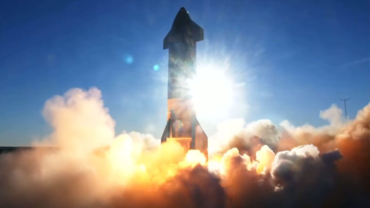 SpaceX's Starship SN8 prototype launches on its first high-altitude test flight from Boca Chica, Texas on Dec. 9, 2020.