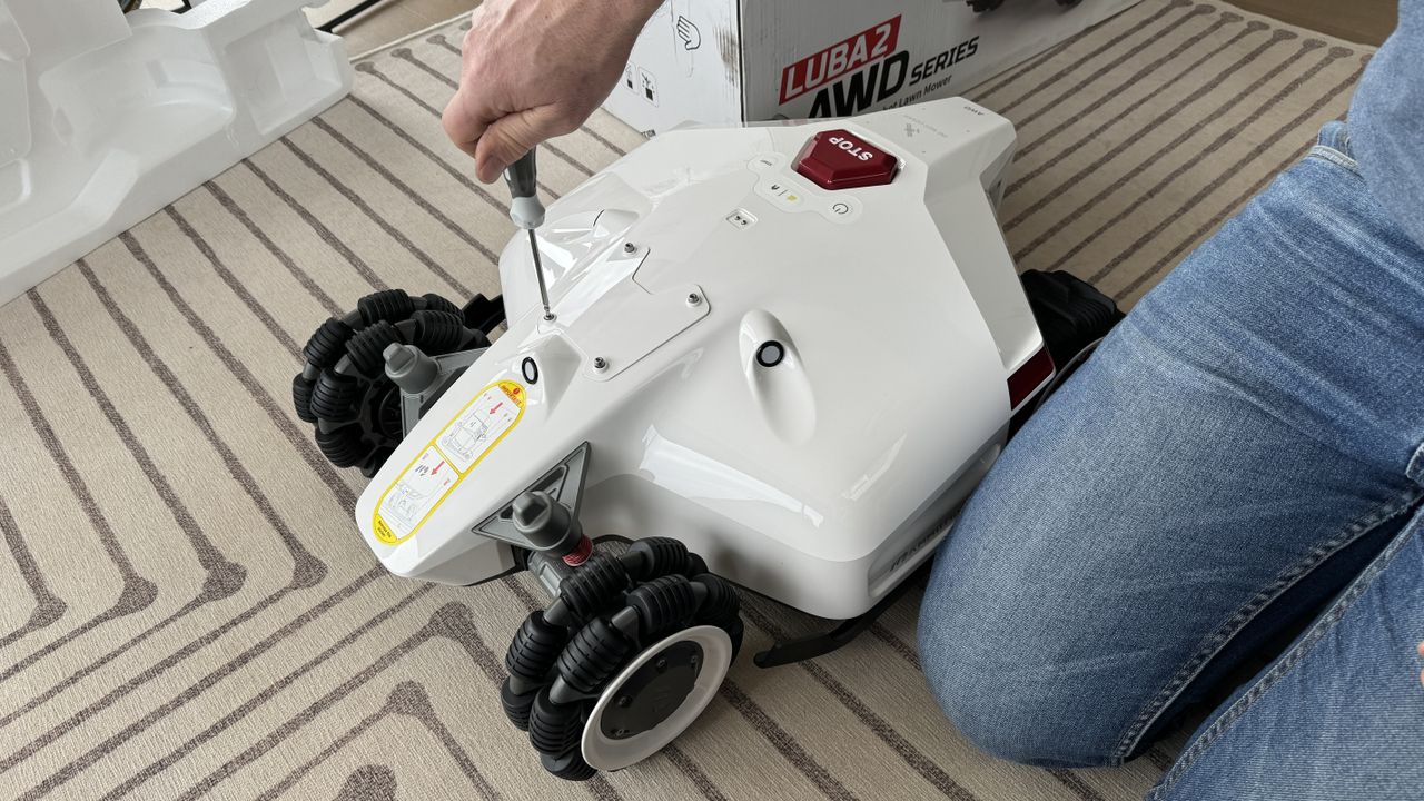 white robot mower