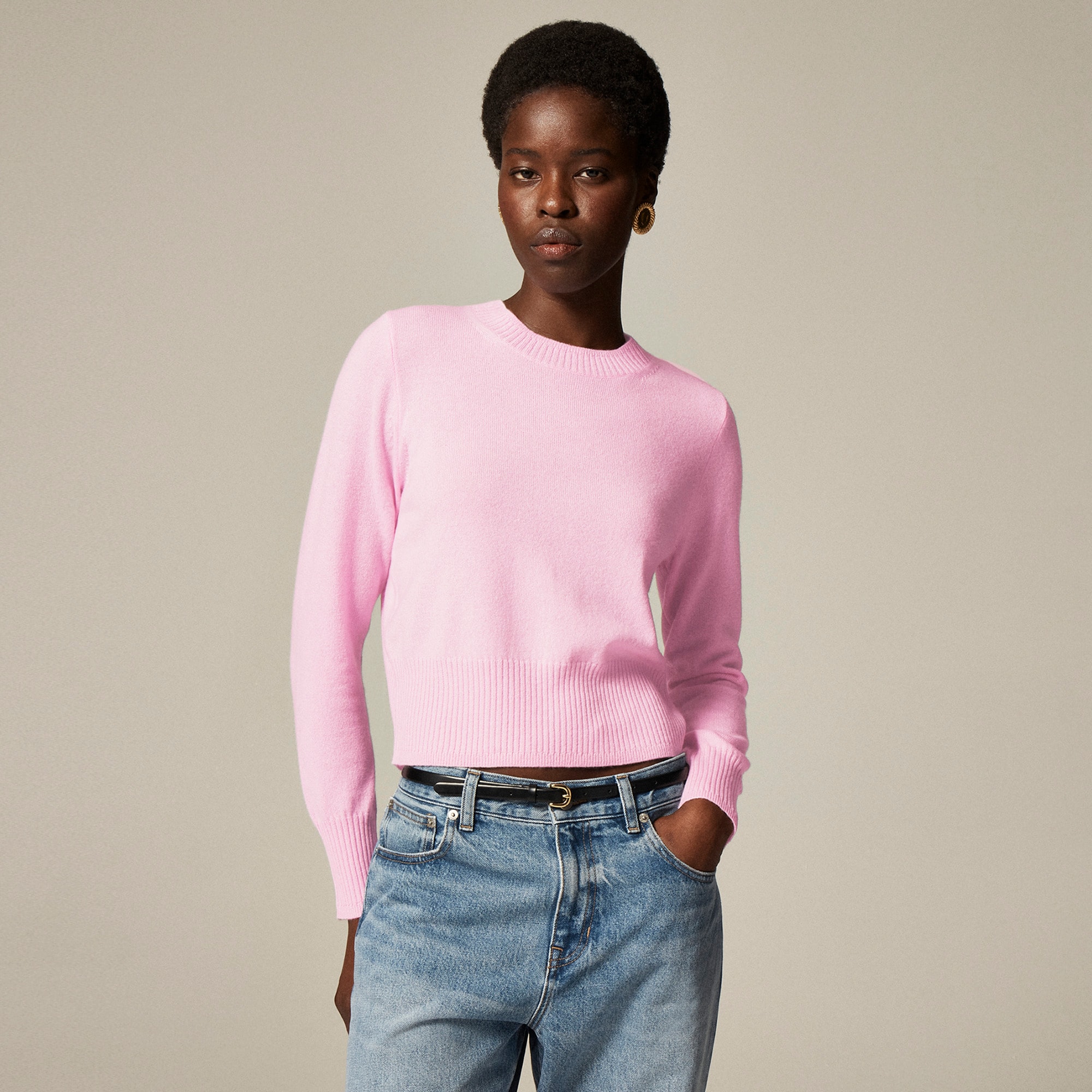 Cashmere Shrunken Crewneck Sweater