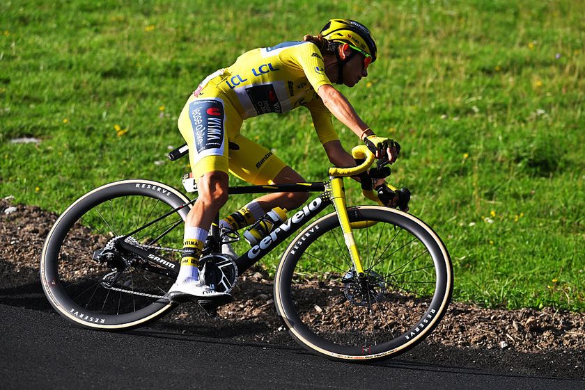 CHATEL LES PORTES DU SOLEIL, FRANCE - AUGUST 03: Pauline Ferrand-Prevot of France and Team Visma | Lease a Bike - Yellow Leader Jersey competes during the 4th Tour de France Femmes 2025, Stage 9 a 124.1km stage from Praz-sur-Arly to Chatel Les Portes du Soleilon 1298m / #UCIWWT / August 03, 2025 in Chatel Les Portes du Soleil, France. (Photo by Tim de Waele/Getty Images)