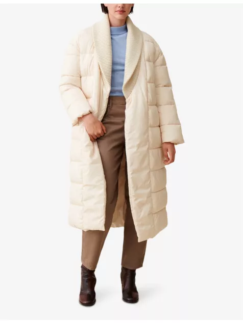 Shawl-Lapel Quilted Shell Puffer Jacket