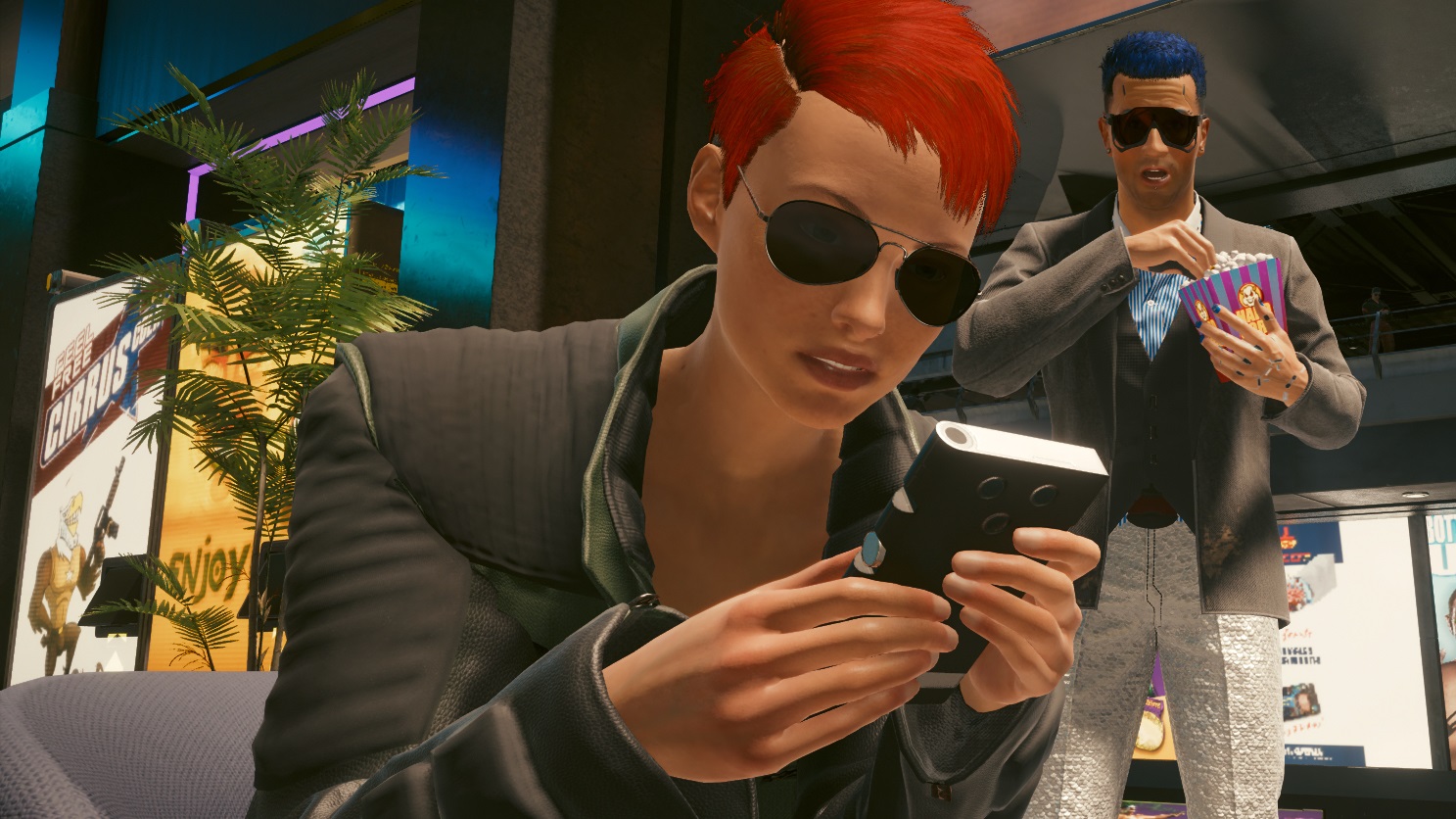 A person on a phone in the future