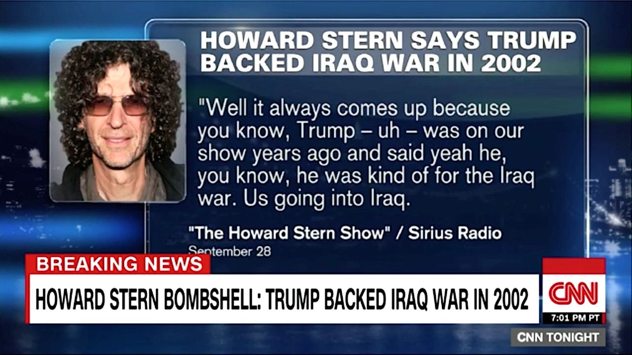 Howard Stern says Donald Trump &amp;quot;kind of&amp;quot; backed Iraq War