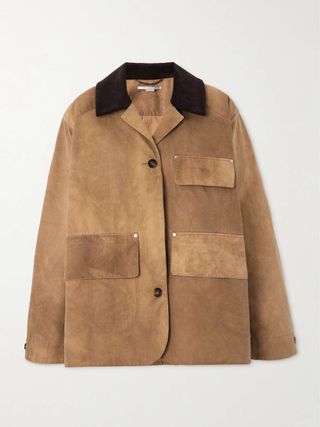 Corduroy-Trimmed Washed Organic Cotton-Canvas Jacket