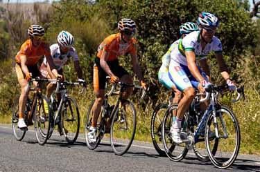 Mitchell Docker (Uni SA) leads the break up a small climb.