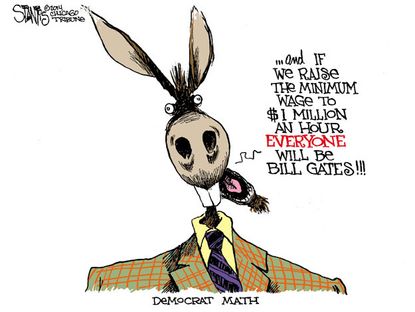 Political cartoon minimum wage Democrats