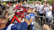 Rui Costa and Carlos Barredo fighting during the 2010 Tour de France
