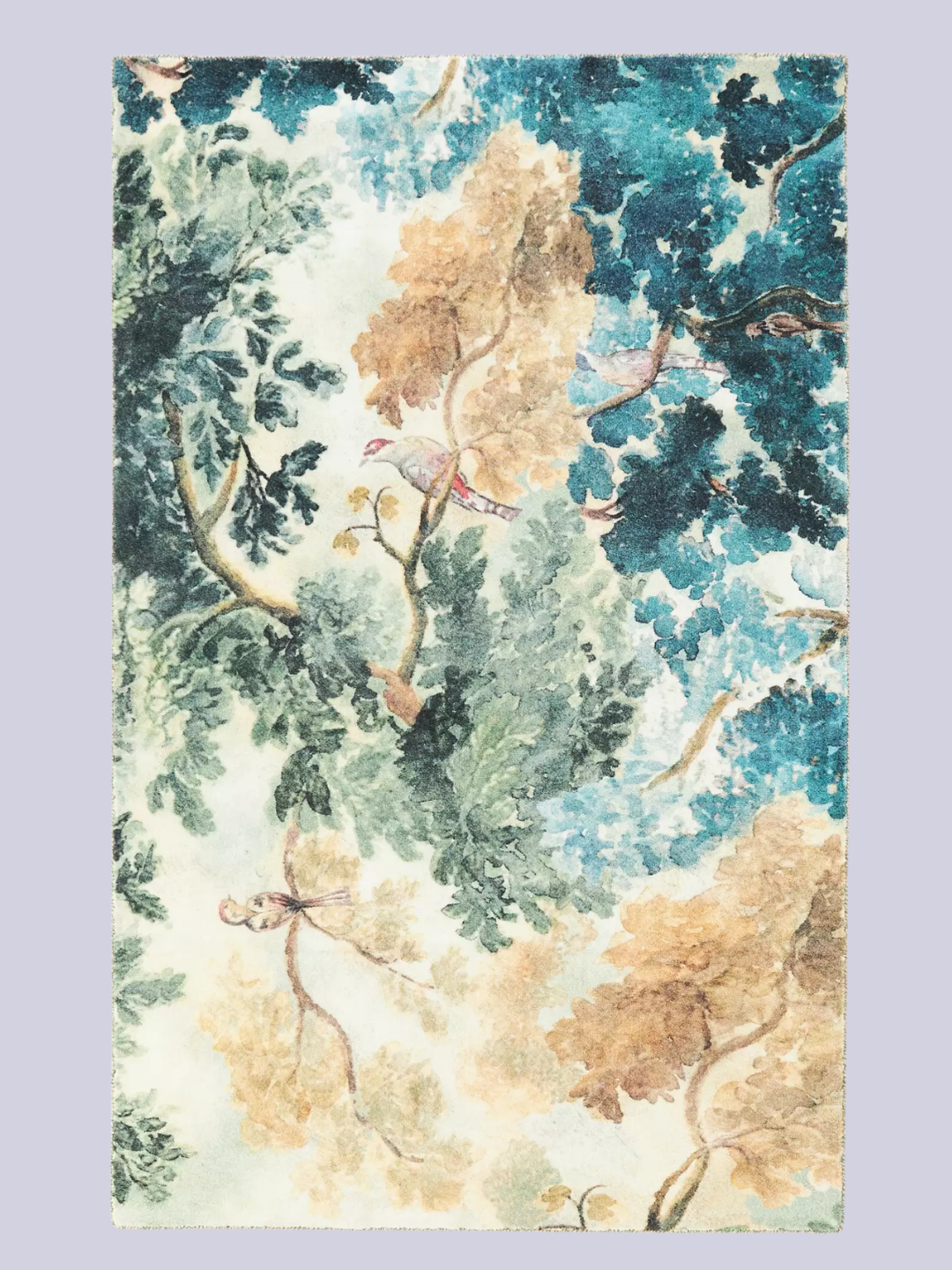 A nature-themed tufted printed rug from Anthropologie