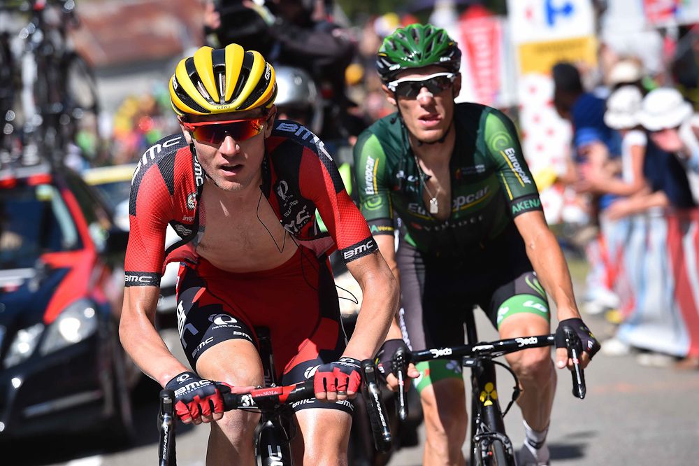 Tejay van Garderen nears the finish of stage 10.