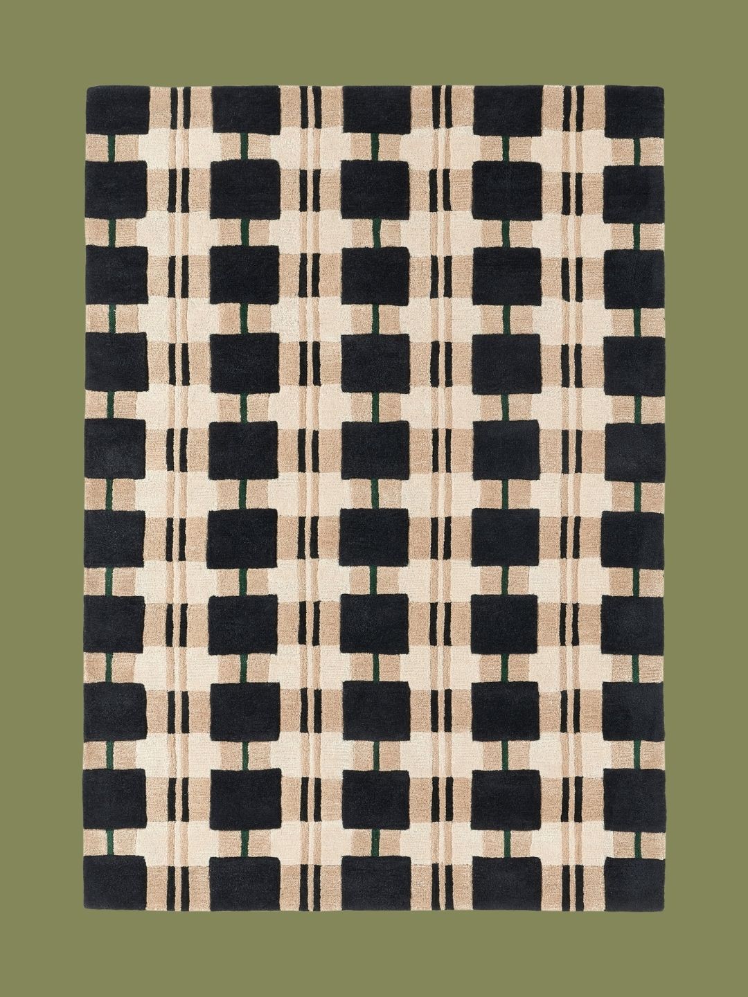 Westwing Collection, Hand-Tufted Rug Kimi &amp;ndash; W 80 X L 150 Cm (size Xs) &amp;ndash; Anthracite, Beige, Cream White, Dark Green