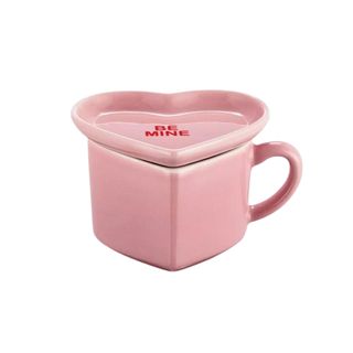 Pink heart shaped mug and saucer