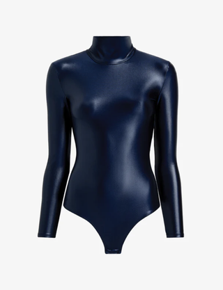 Matte Metallic Turtleneck Bodysuit Extra Small Oxide