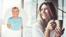 Annie Deadman and woman drinking coffee composite image