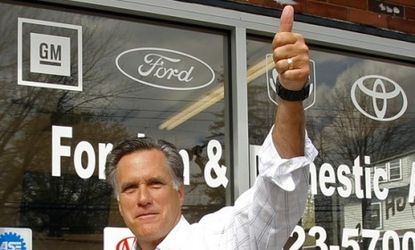 Former Massachusetts Gov. Mitt Romney gives a thumbs up during a stop in Manchester, N.H.: Romney is set to launch his presidential run in New Hampshire instead of Iowa.