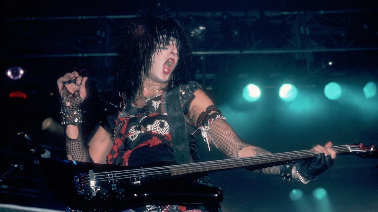 Nikki Sixx of Motley Crue performs at the Aragon Ballroom in Chicago, Illinois, May 11, 1984.