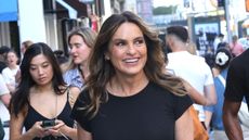 Mariska Hargitay wearing blue jeans and black ballet pumps in New York