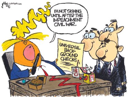 Political Cartoon U.S. Trump Impeachment Civil War