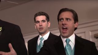 Michael announcing Phyllis and Bob's marriage in church in The Office