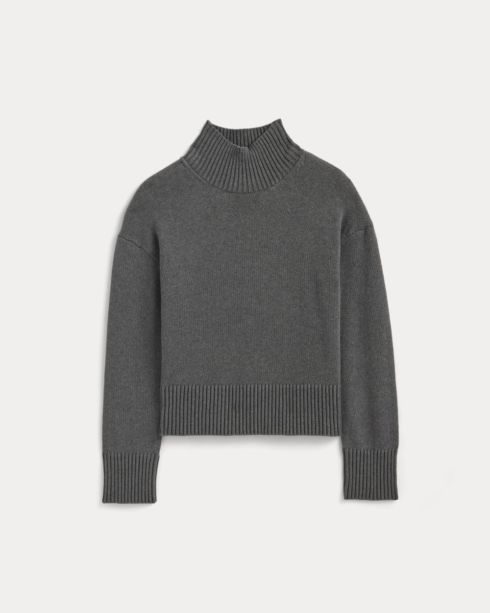 The Boxy Turtleneck in Everyday Cotton | Heathered Charcoal - Xxs