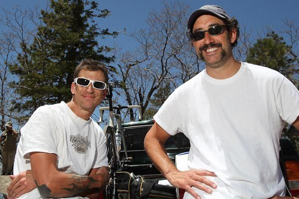 Brothers Chris and Oscar Guillamondegai; though Oscar is a surgeon, he dismisses that achievement compared to growing a mustache in support of Garmin-Transitions' Steven Cozza: "I've waited my whole life for this moment."